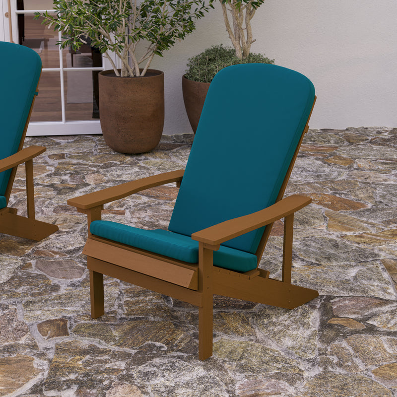 Riviera Set of 2 Weather Resistant Adirondack Patio Chairs With Vertical Lattice Backs and Comfort Foam Cushions