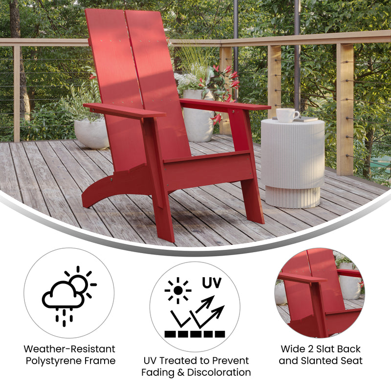 Set of 2 Piedmont Modern All-Weather Poly Resin Wood Adirondack Chairs