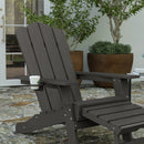 Nassau Adirondack Chair with Cup Holder and Pull Out Ottoman, All-Weather HDPE Indoor/Outdoor Lounge Chair