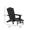 Ridley Adirondack Chair with Cup Holder and Pull Out Ottoman, All-Weather HDPE Indoor/Outdoor Lounge Chair, Set of 2