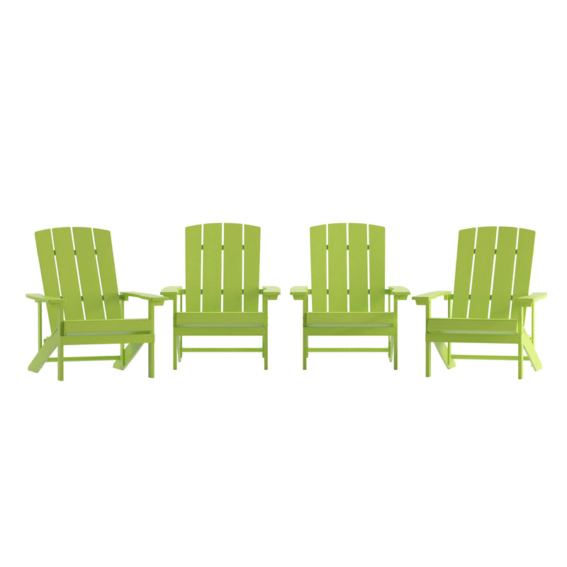 Set of 4 Riviera Adirondack Patio Chairs With Vertical Lattice Back And Weather Resistant Frame