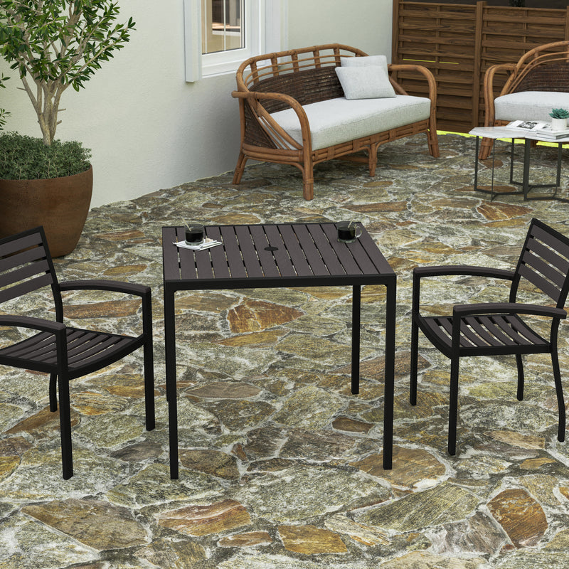 Kersey Outdoor 35" Square Dining Table with Umbrella Hole