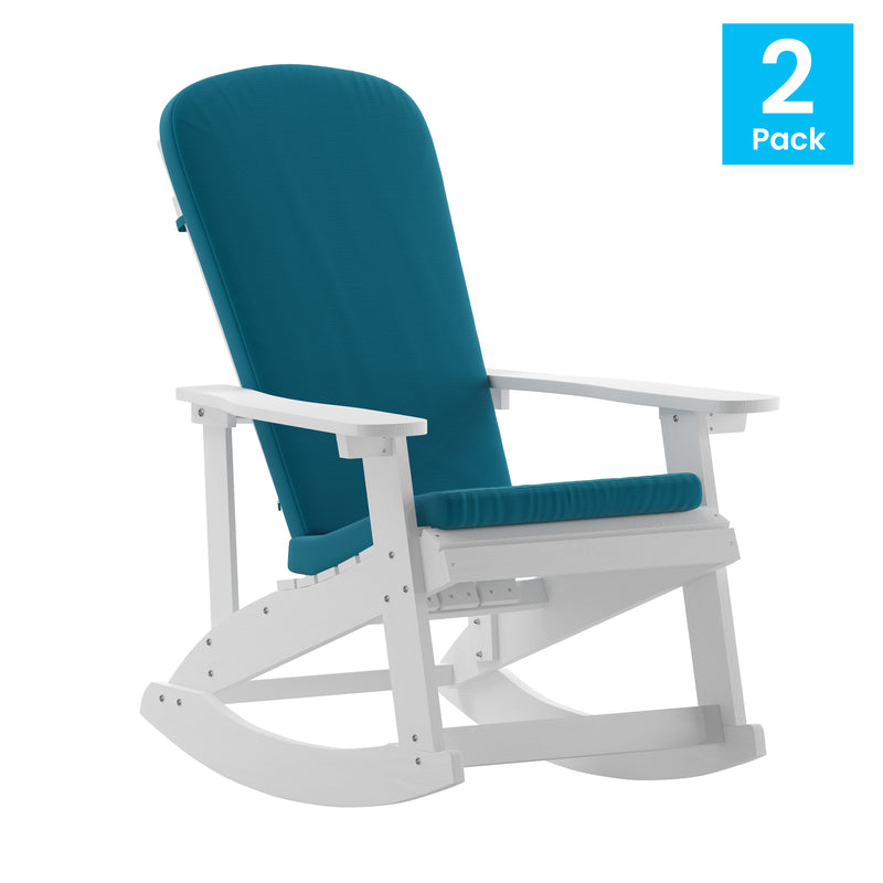 Atlantic All-Weather Polyresin Adirondack Rocking Chair with Vertical Slats and Weather Resistant Cushions