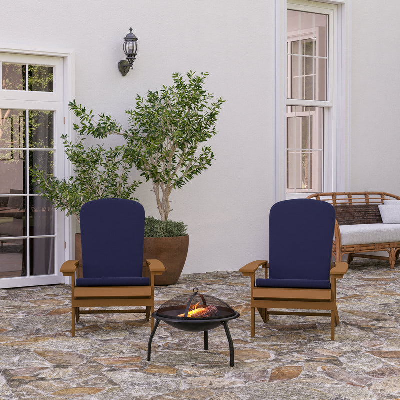 Riviera Set of 2 Weather Resistant Adirondack Patio Chairs With Vertical Lattice Backs and Comfort Foam Cushions