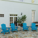 Nassau Adirondack Chair with Cup Holder, Weather Resistant HDPE Adirondack Chair in Blue, Set of 4