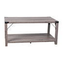 Green River Modern Farmhouse Engineered Wood Coffee Table and Powder Coated Steel Accents