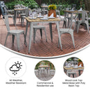 Dryden Indoor/Outdoor Dining Table, 31.5" Square All Weather Poly Resin Top with Steel Base