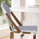 Celia Set of Two Indoor/Outdoor Stacking French Bistro Bar Stools with Patterned Seats and Backs & Light Natural Metal Frames