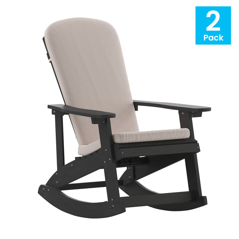 Atlantic All-Weather Polyresin Adirondack Rocking Chair with Vertical Slats and Weather Resistant Cushions
