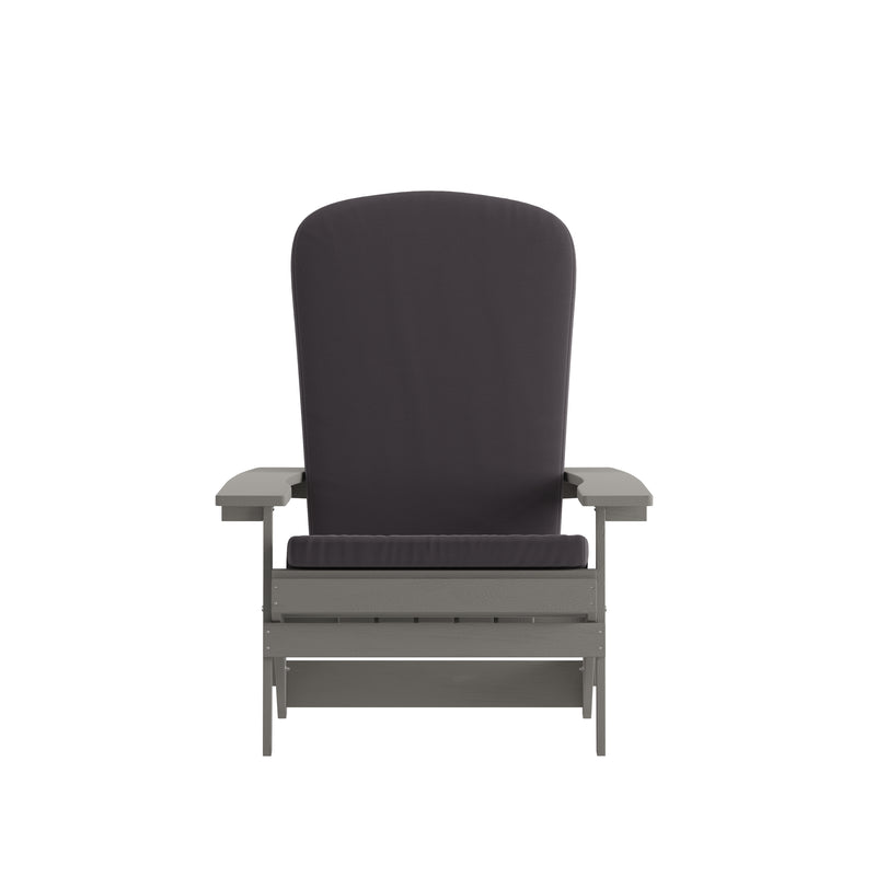 Riviera Set of 2 Weather Resistant Folding Adirondack Patio Chairs With Vertical Lattice Backs and Comfort Foam Cushions