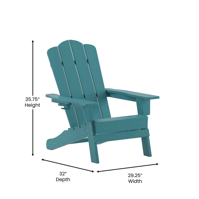 Nassau Adirondack Chair with Cup Holder, Weather Resistant HDPE Adirondack Chair, Set of 2