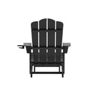 Ridley Adirondack Chair with Cup Holder and Pull Out Ottoman, All-Weather HDPE Indoor/Outdoor Lounge Chair, Set of 2