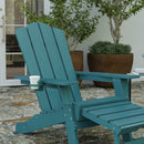 Nassau Adirondack Chair with Cup Holder and Pull Out Ottoman, All-Weather HDPE Indoor/Outdoor Lounge Chair