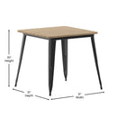 Dryden Indoor/Outdoor Dining Table, 31.5" Square All Weather Poly Resin Top with Steel Base