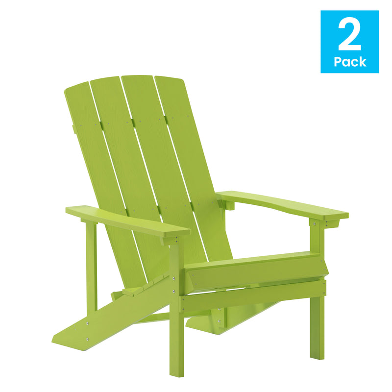 Set of 2 Riviera Adirondack Patio Chairs With Vertical Lattice Back And Weather Resistant Frame