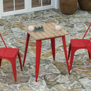 Dryden Indoor/Outdoor Dining Table, 23.75" Square All Weather Poly Resin Top with Steel Base