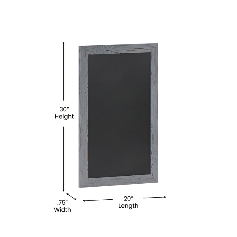 Magda 20" x 30" Rustic Gray Wall Mount Magnetic Chalkboard Sign, Hanging Wall Chalkboard Memo Board