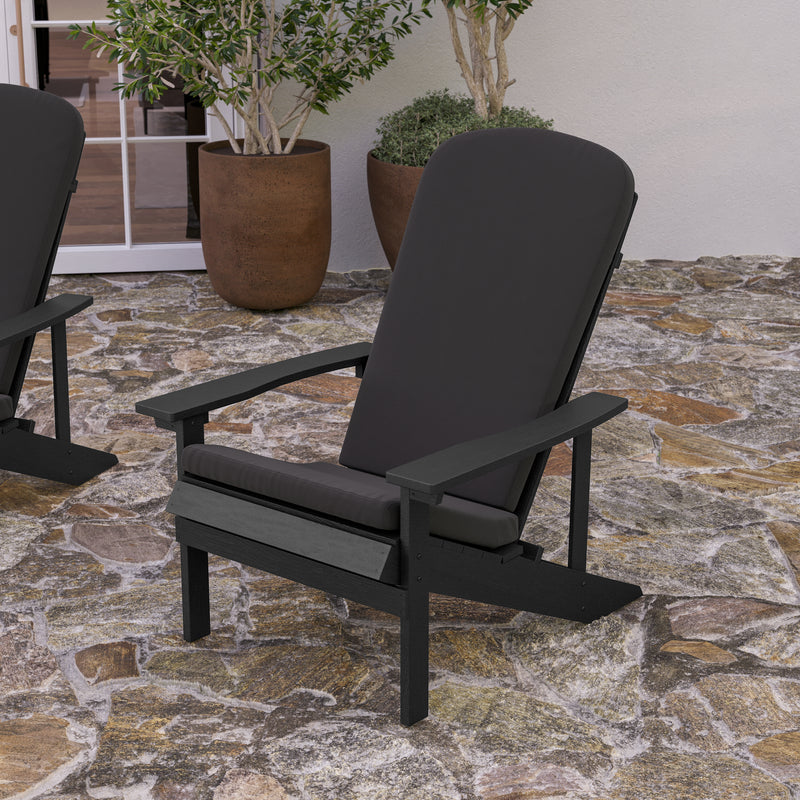 Riviera Set of 2 Weather Resistant Adirondack Patio Chairs With Vertical Lattice Backs and Comfort Foam Cushions
