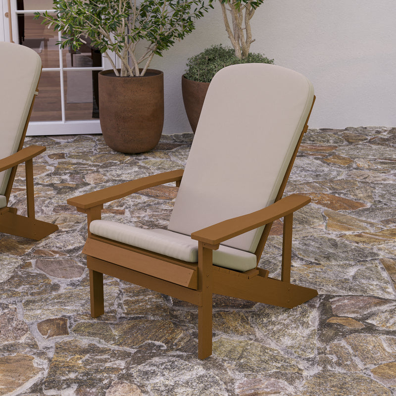 Riviera Set of 2 Weather Resistant Adirondack Patio Chairs With Vertical Lattice Backs and Comfort Foam Cushions