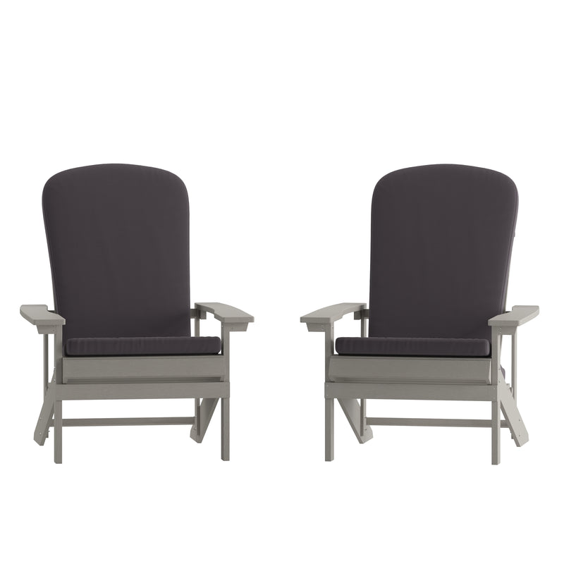Riviera Set of 2 Weather Resistant Adirondack Patio Chairs With Vertical Lattice Backs and Comfort Foam Cushions