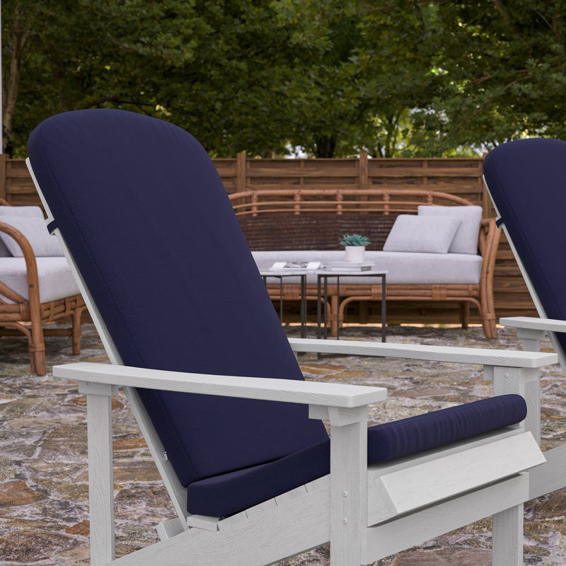 Riviera Set of 2 Weather Resistant Adirondack Patio Chairs With Vertical Lattice Backs and Comfort Foam Cushions