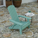 Riviera Poly Resin Folding Adirondack Lounge Chair - All-Weather Indoor/Outdoor Patio Chair