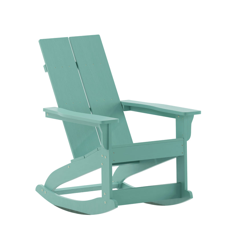 Wellington UV Treated All-Weather Polyresin Adirondack Rocking Chair for Patio, Sunroom, Deck and More