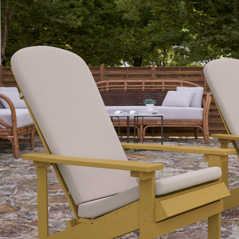 Riviera Set of 2 Weather Resistant Adirondack Patio Chairs With Vertical Lattice Backs and Comfort Foam Cushions