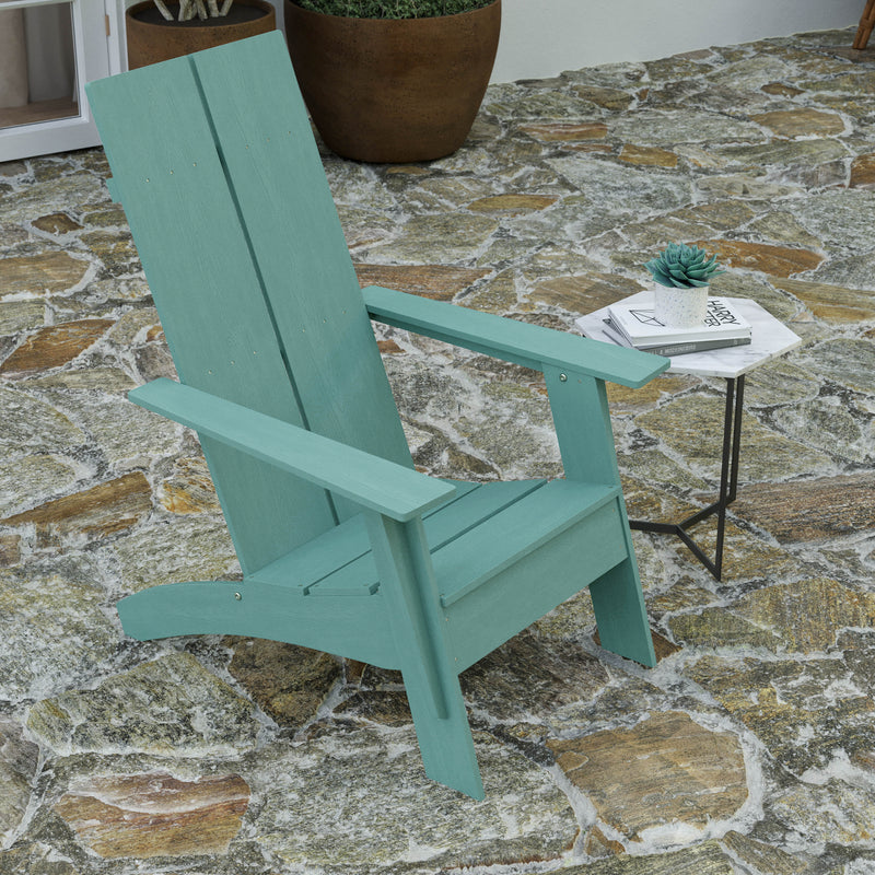 Set of 2 Piedmont Modern All-Weather Poly Resin Wood Adirondack Chairs