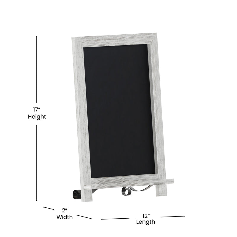 Magda Set of 10 Wall Mount or Tabletop Magnetic Chalkboards with Folding Metal Legs in Whitewashed, 12" x 17"