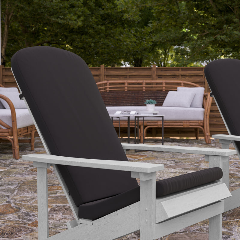 Riviera Set of 2 Weather Resistant Adirondack Patio Chairs With Vertical Lattice Backs and Comfort Foam Cushions