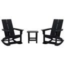 Wellington 3 Piece Patio Furniture Set Includes All-Weather UV Treated Adirondack Rocking Chairs and Side Table