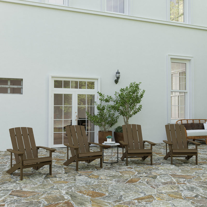 Set of 4 Riviera Adirondack Patio Chairs With Vertical Lattice Back And Weather Resistant Frame