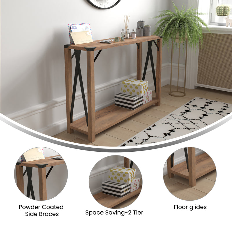 Green River Modern Farmhouse Engineered Wood Entryway Table and Powder Coated Steel Accents