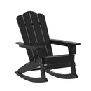 Ridley Adirondack Rocking Chair with Cup Holder, Weather Resistant HDPE Adirondack Rocking Chair in Black