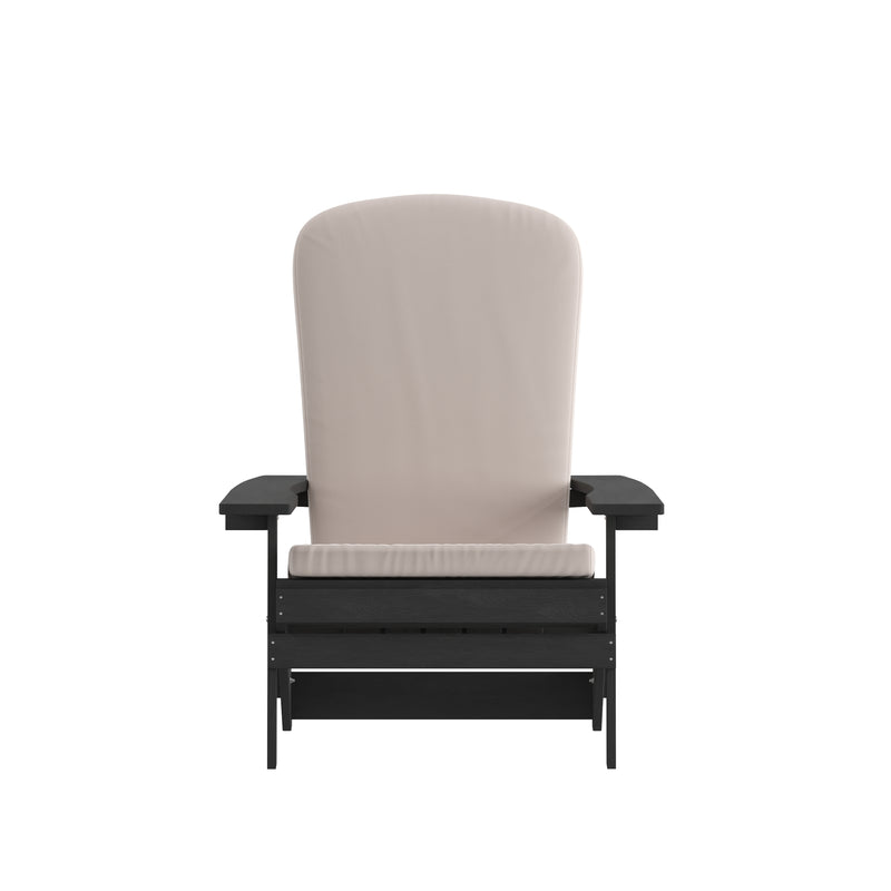 Riviera Set of 2 Weather Resistant Folding Adirondack Patio Chairs With Vertical Lattice Backs and Comfort Foam Cushions