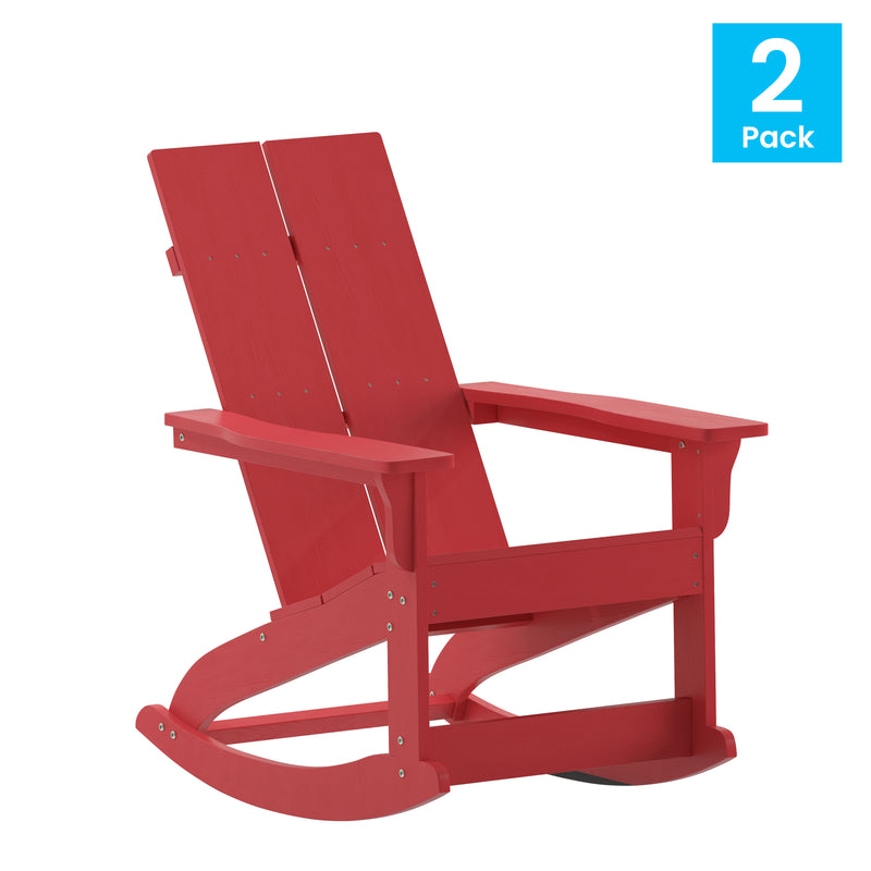 Set of 2 Wellington UV Treated All-Weather Polyresin Adirondack Rocking Chairs