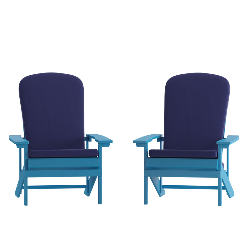 Riviera Set of 2 Weather Resistant Adirondack Patio Chairs With Vertical Lattice Backs and Comfort Foam Cushions