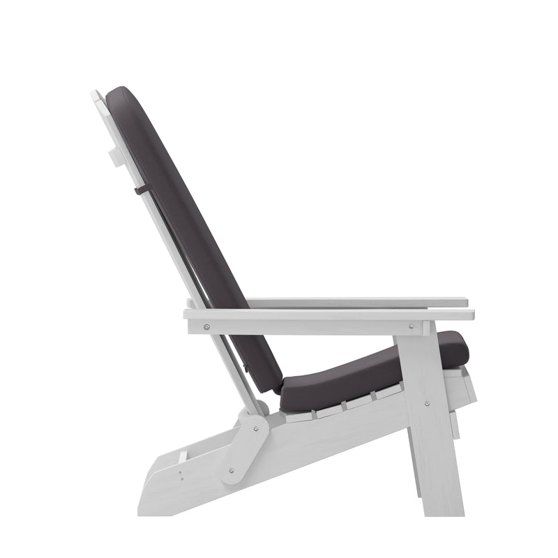 Riviera Set of 2 Weather Resistant Folding Adirondack Patio Chairs With Vertical Lattice Backs and Comfort Foam Cushions