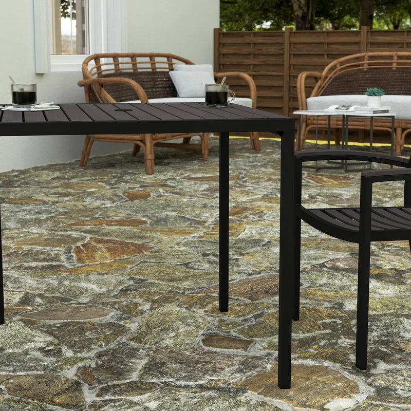 Kersey Outdoor 35" Square Dining Table with Umbrella Hole