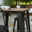 Dryden Indoor/Outdoor Bar Top Table, 31.5" Square All Weather Poly Resin Top with Steel base