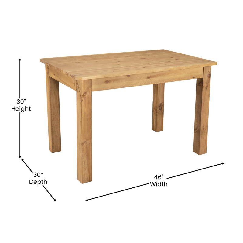 Jessamine 46" x 30" Rectangular Solid Pine Farm Dining Table
