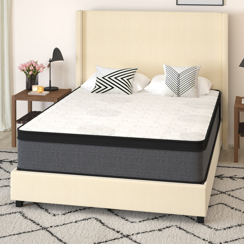 Lofton 13" Euro Top Queen Size Mattress in a Box with Hybrid Pocket Spring and Foam Design for Supportive Pressure Relief