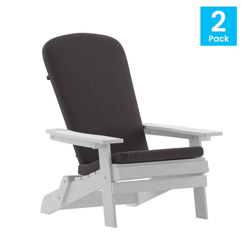Riviera Set of 2 Weather Resistant Folding Adirondack Patio Chairs With Vertical Lattice Backs and Comfort Foam Cushions