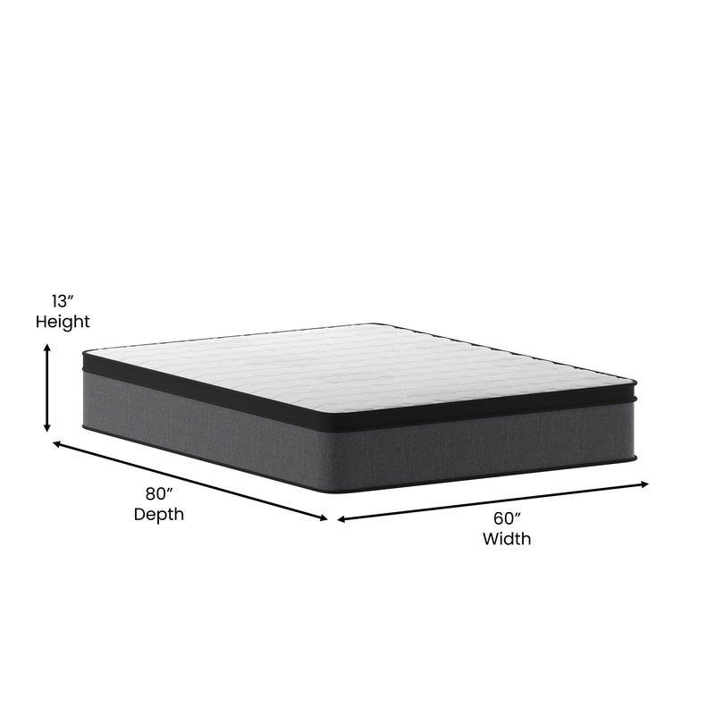 Lofton 13" Euro Top Queen Size Mattress in a Box with Hybrid Pocket Spring and Foam Design for Supportive Pressure Relief