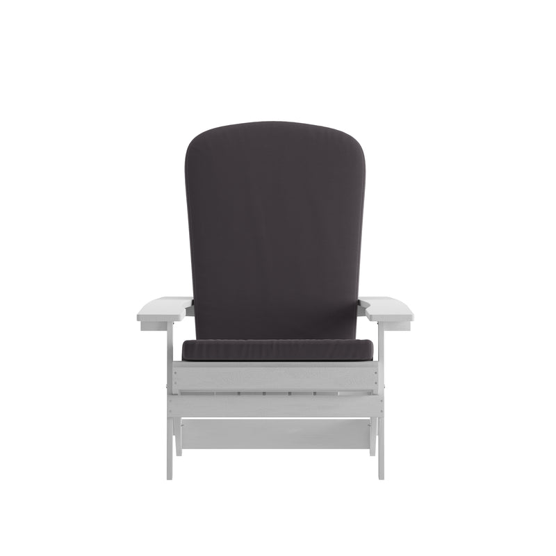 Riviera Set of 2 Weather Resistant Folding Adirondack Patio Chairs With Vertical Lattice Backs and Comfort Foam Cushions