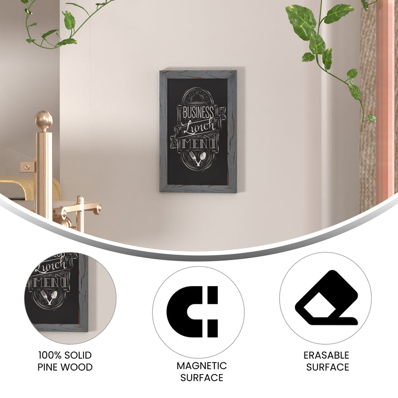 Magda Set of 10 Wall Mount Magnetic Chalkboards in Rustic Gray, 11" x 17"