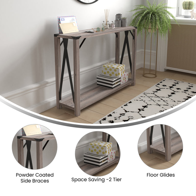 Green River Modern Farmhouse Engineered Wood Entryway Table and Powder Coated Steel Accents