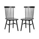 Torrin Set of Two Premium Solid Wood Spindle Back Dining Chairs with Saddle Seats and Floor Protectant Felt Pads
