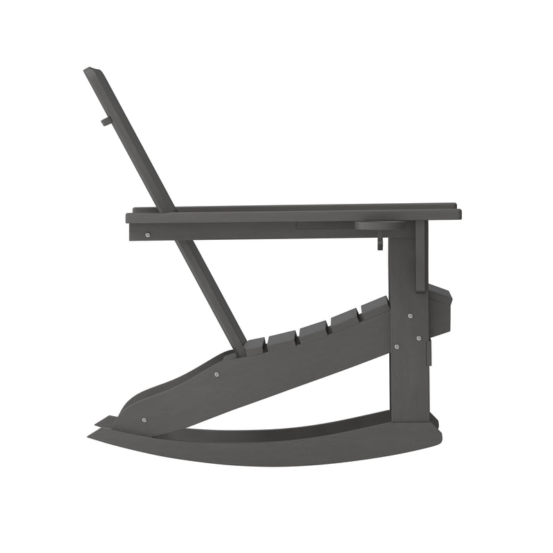 Ridley Adirondack Rocking Chair with Cup Holder, Weather Resistant HDPE Adirondack Rocking Chair, Set of 2